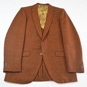 Vtg 1950s USA Made 40R Orange Blanketweave Tweed Wool Blazer Jacket Sport Coat